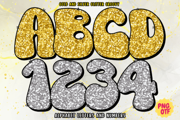 Gold and Silver Glitter Groovy: A Sparkling Typeface for Celebration